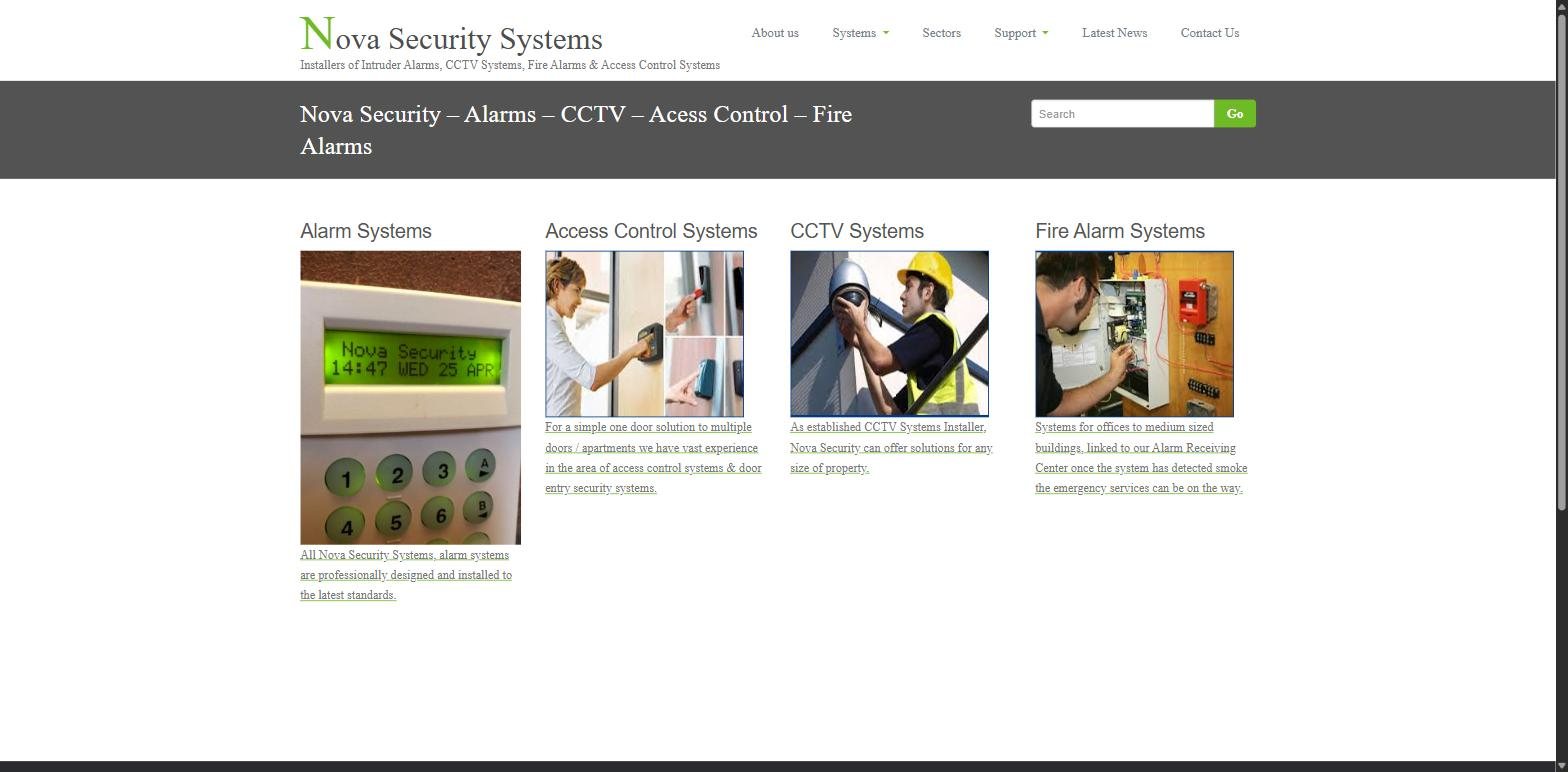 Nova Security's old website before the rebuild